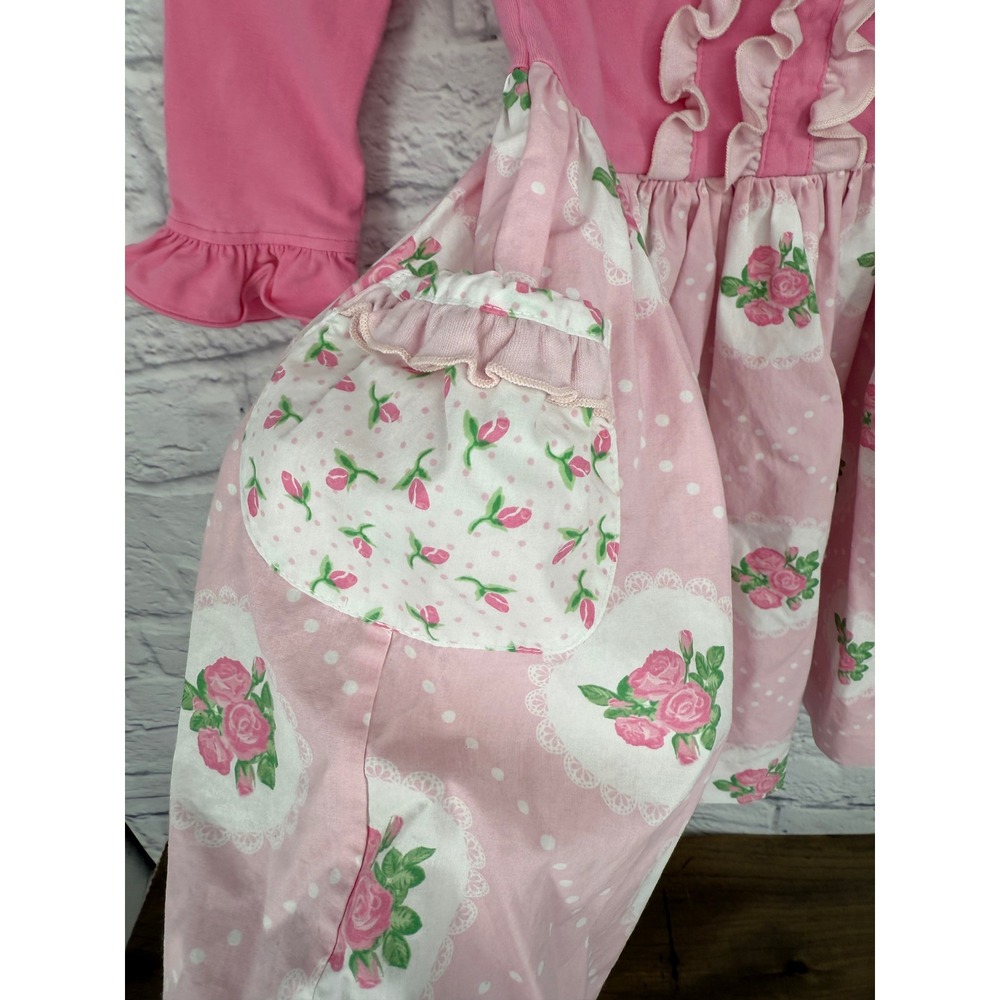 Eleanor Rose Sweet Love Rhonda Dress Girls Pink Floral Print Ruffles Size 5-6 - Picture 6 of 8